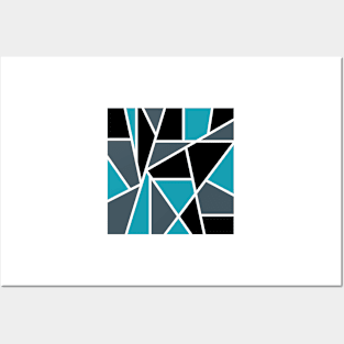 Geometric blue and black Art Posters and Art